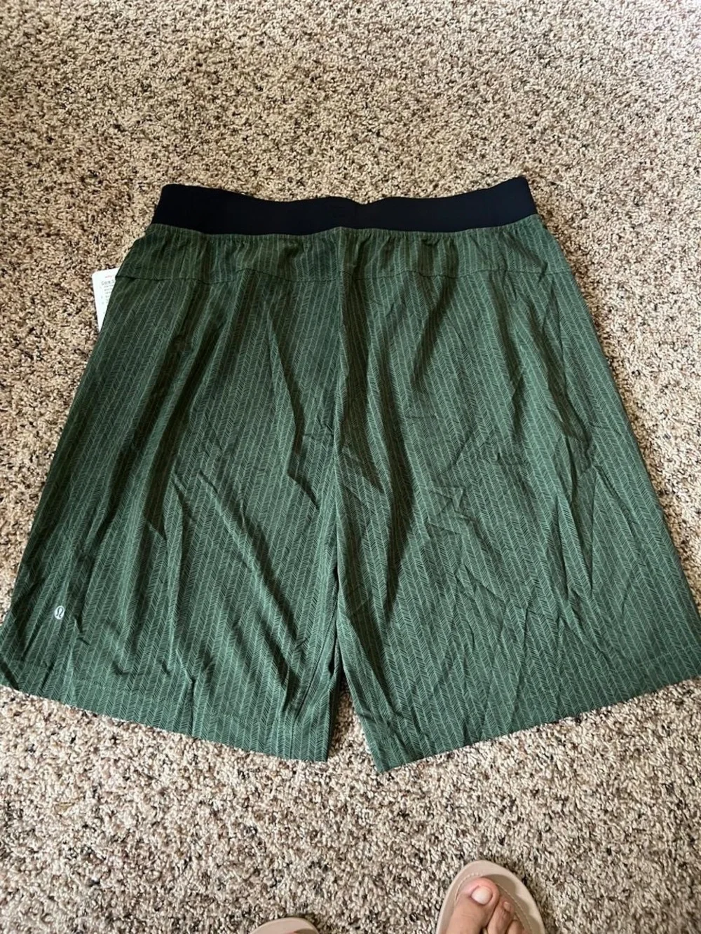 lululemon athletica Olive Green Jogger Shorts with Black Waistband